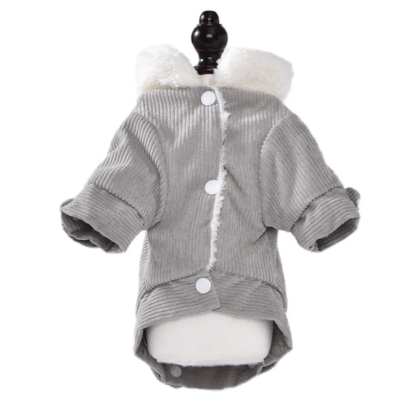 Grey lambswool dog vest with fleece lining for autumn winter warmth