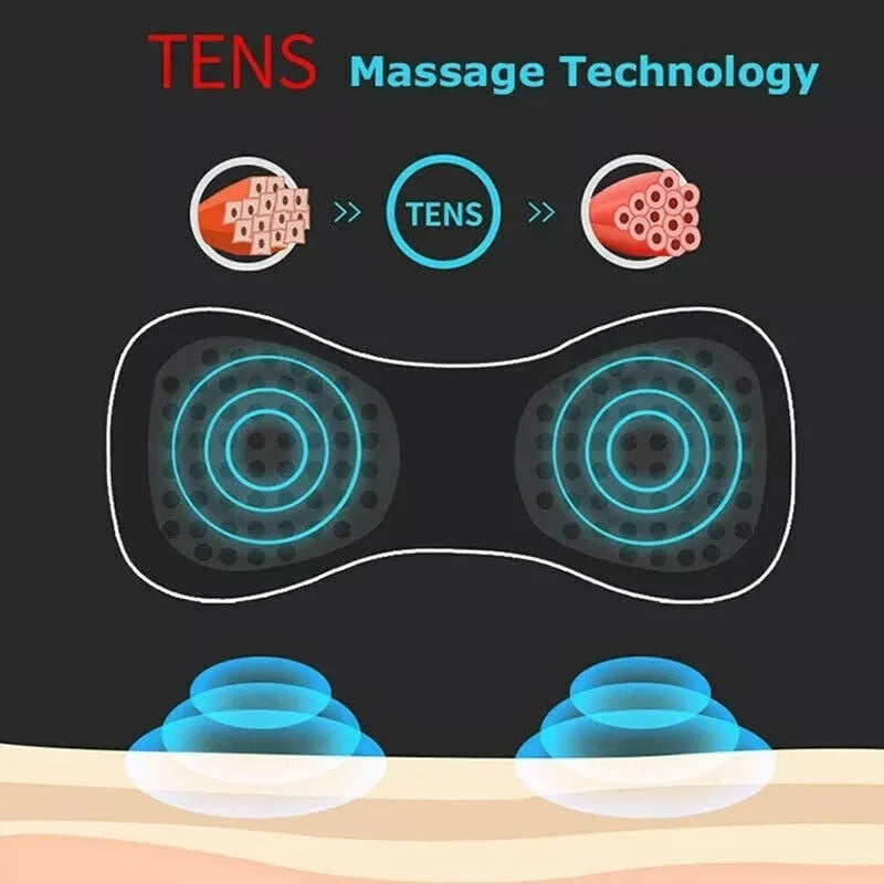 HQ-185 black mini electric shoulder and neck massager showing 15cm compact size