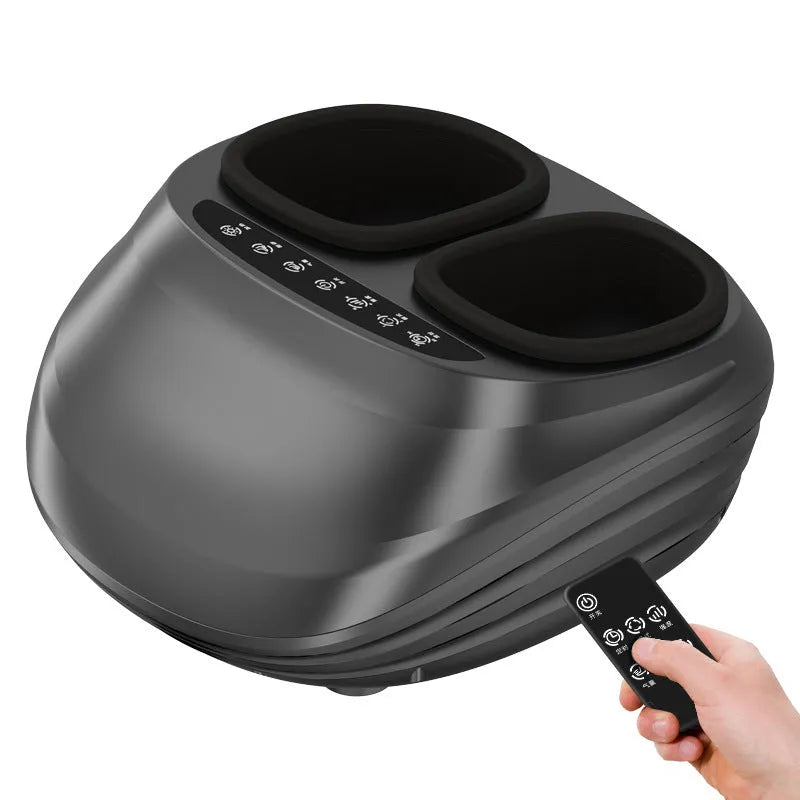 Black basic style foot massager with push-button control and removable washable cloth cover