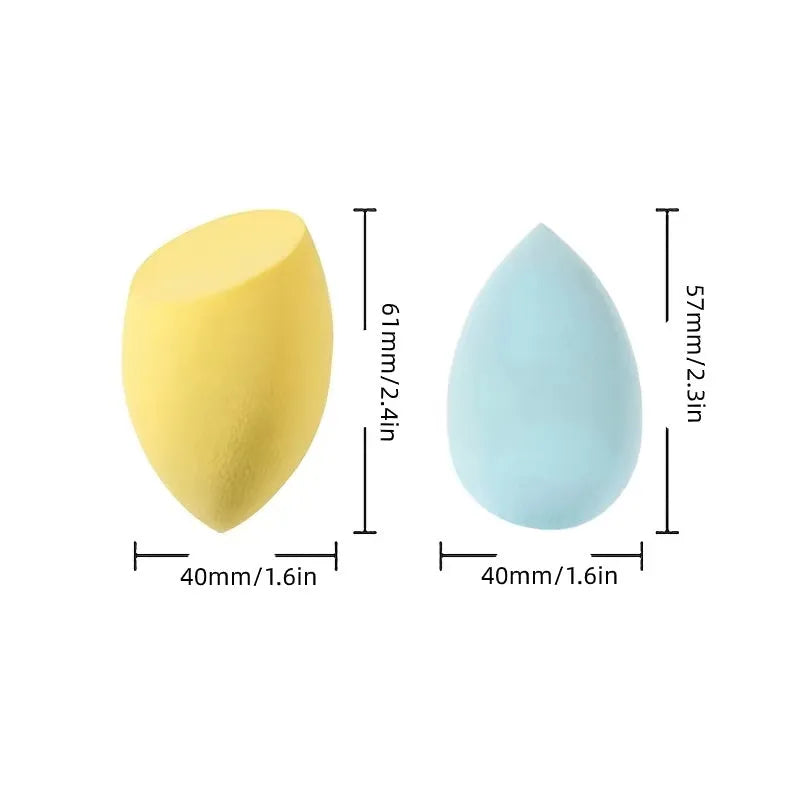 Set of 10 colourful non-latex makeup sponges in pear, bevel, drop, and peach heart shapes