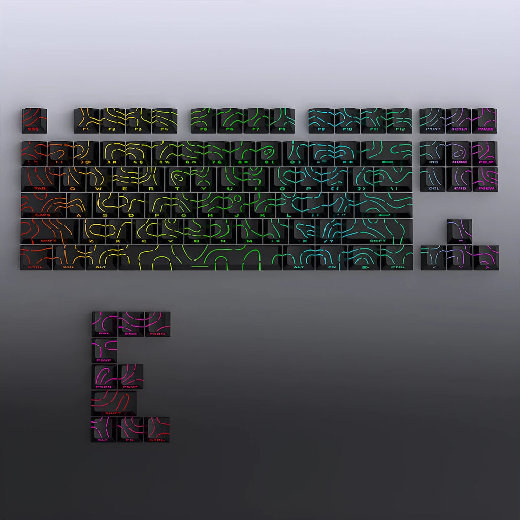 Contour Line Black Line Crack luminous key cap set for mechanical keyboards, 85x150mm black ABS plastic