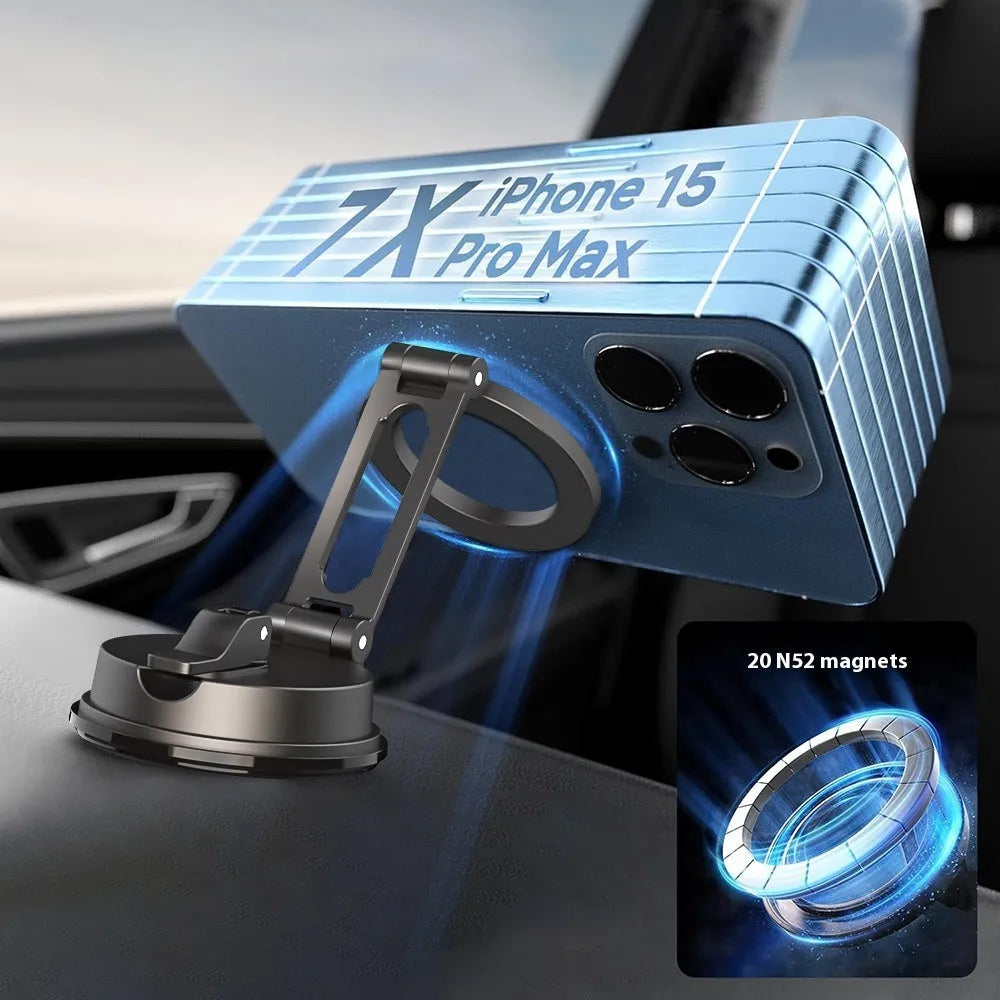 H154 black magnetic car phone holder mounted on dashboard