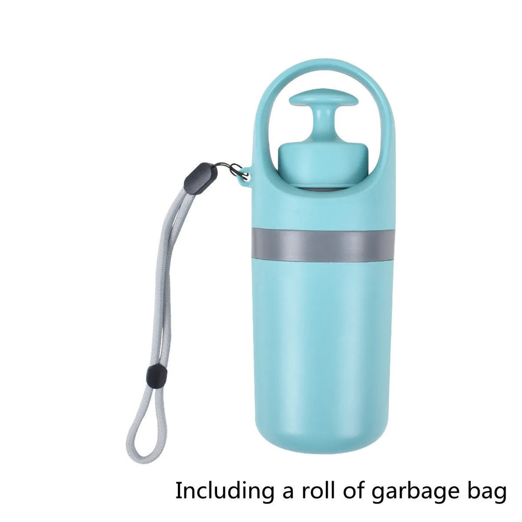 Blue portable dog pooper scooper with eight-claw mechanism and built-in bag dispenser