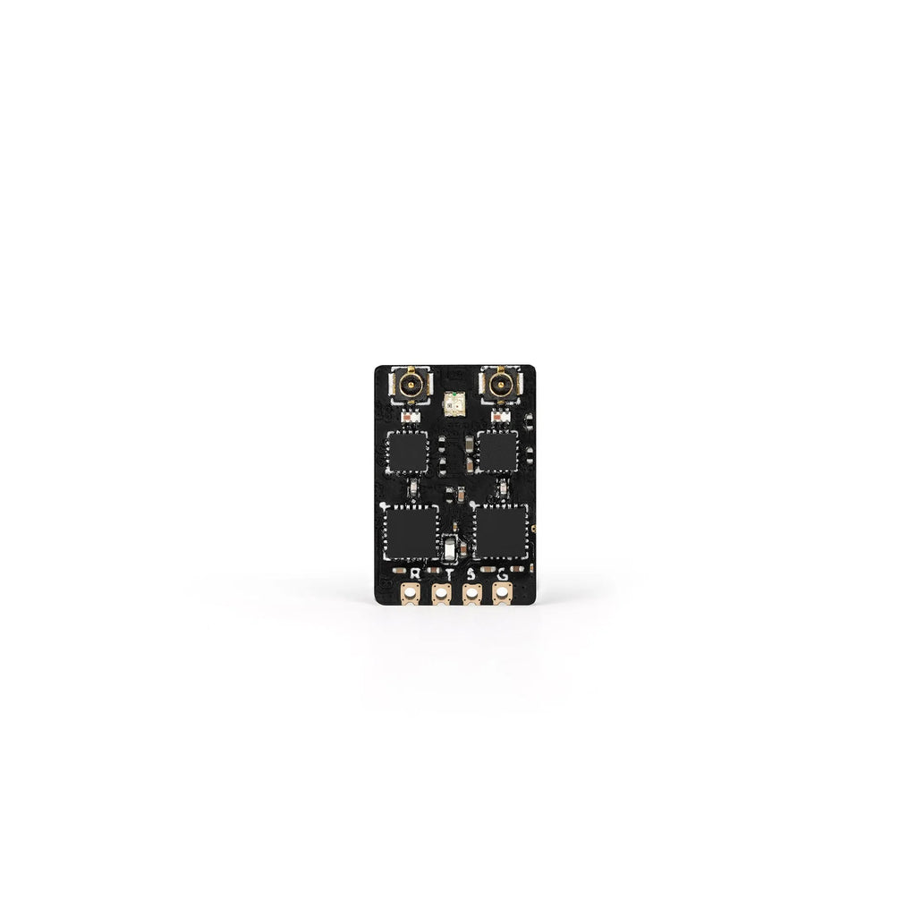 ELRS DUAL 24g Diversity Receiver with dual IPEX1 antenna connectors and RGB LED on a white background