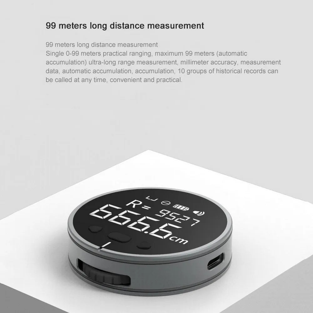 Black electronic measuring ruler with 1.8 inch VA LCD, 53*15mm aluminium alloy and silica gel body, 35g