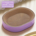 Green oval corrugated paper cat scratch board and nest showing textured surface and 55cm diameter.