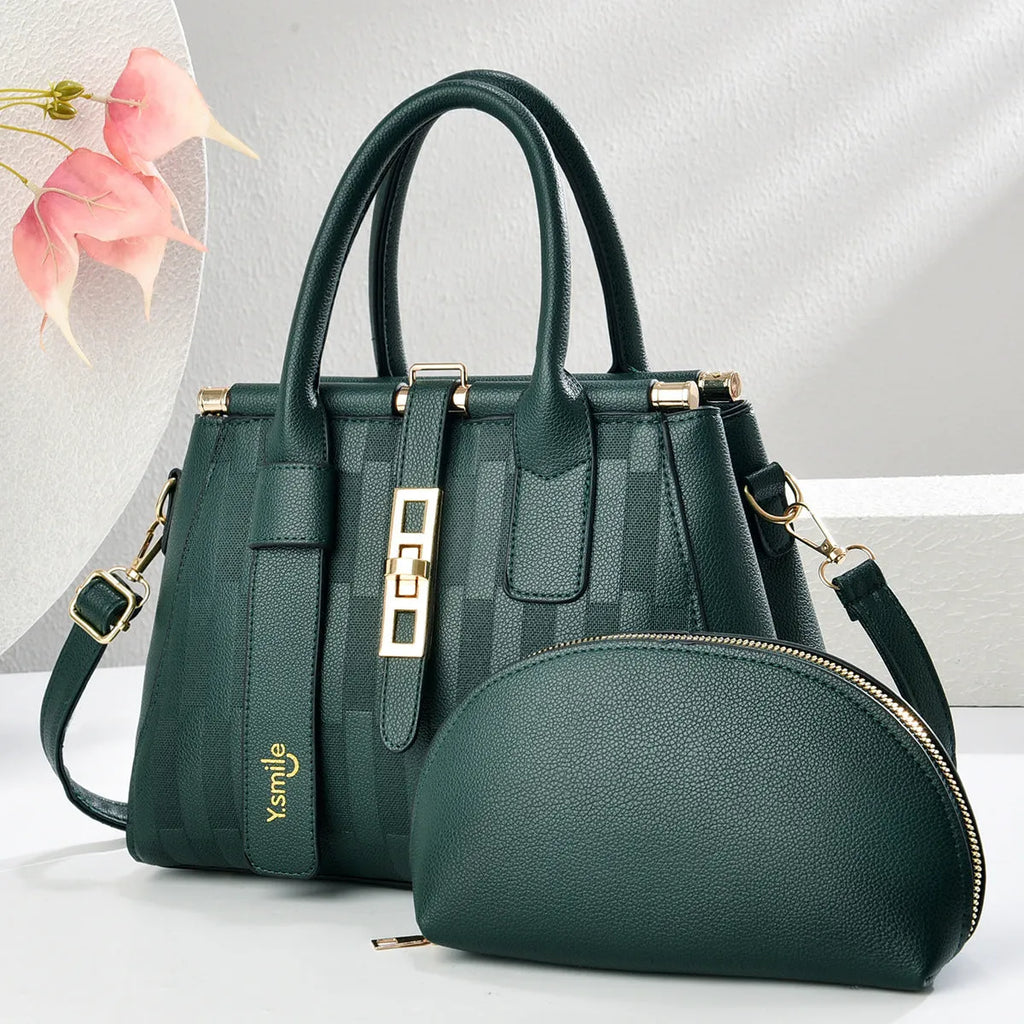 Round black PU leather crossbody handbag with adjustable strap showing interior polyester lining