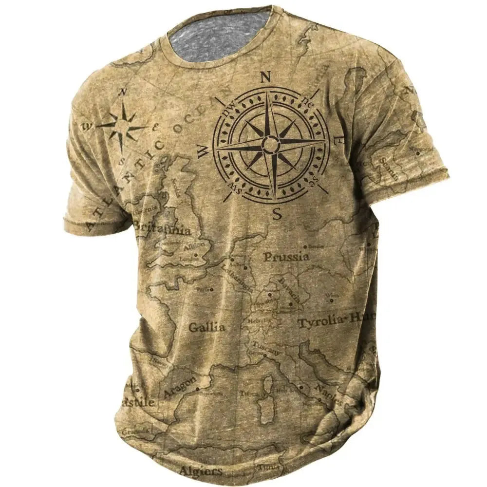 Men's loose fit short sleeve round neck T-shirt with letter print in street fashion style