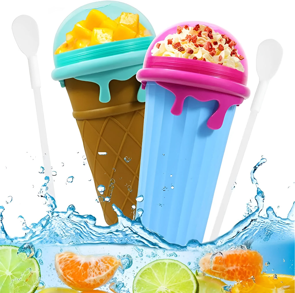 Blue 500ml slushy maker cup for quick-frozen smoothies and homemade juice