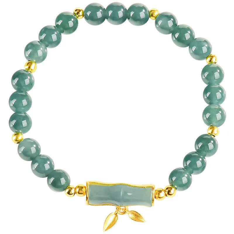 Women's blue water jade and S925 silver high-rise cargo bracelet with adjustable sizing