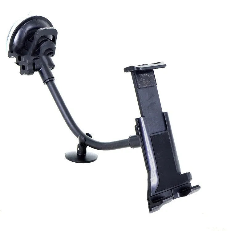 Black vehicle-mounted lifting-type tablet bracket with long-rod suction cup for 4-12 inch devices.