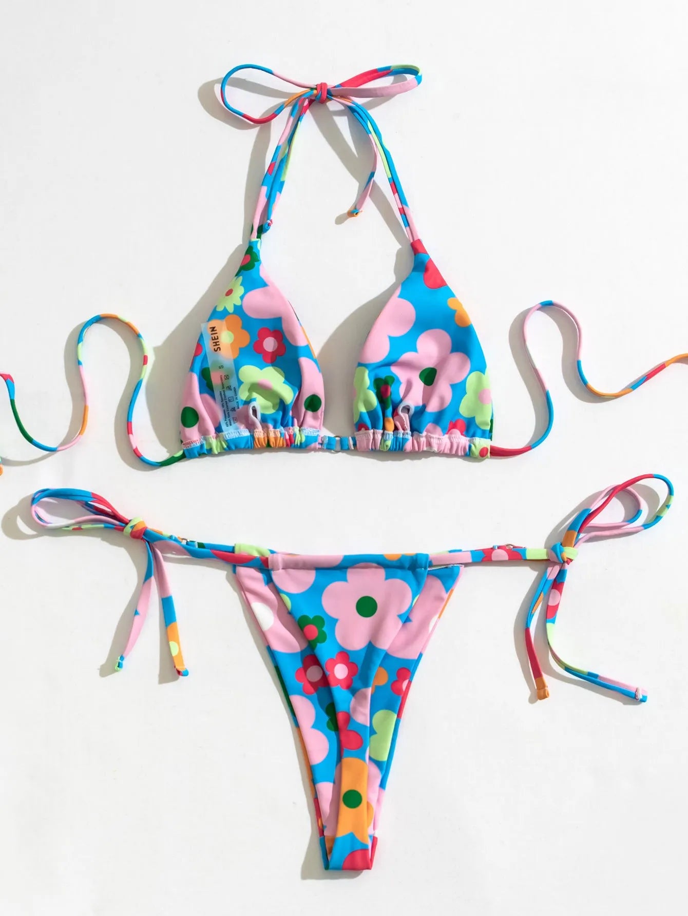 Ladies fashion print split bikini women backless tight two piece swimsuit polyester picture colour
