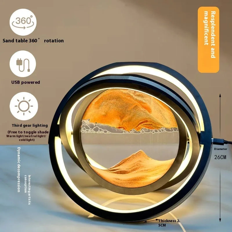 Quicksand painting hourglass decoration in plastic and silicone with touch USB power style and six colour options