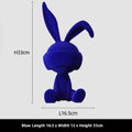 Resin rabbit table ornament with a suede blindfold in green, blue, or red colour options.