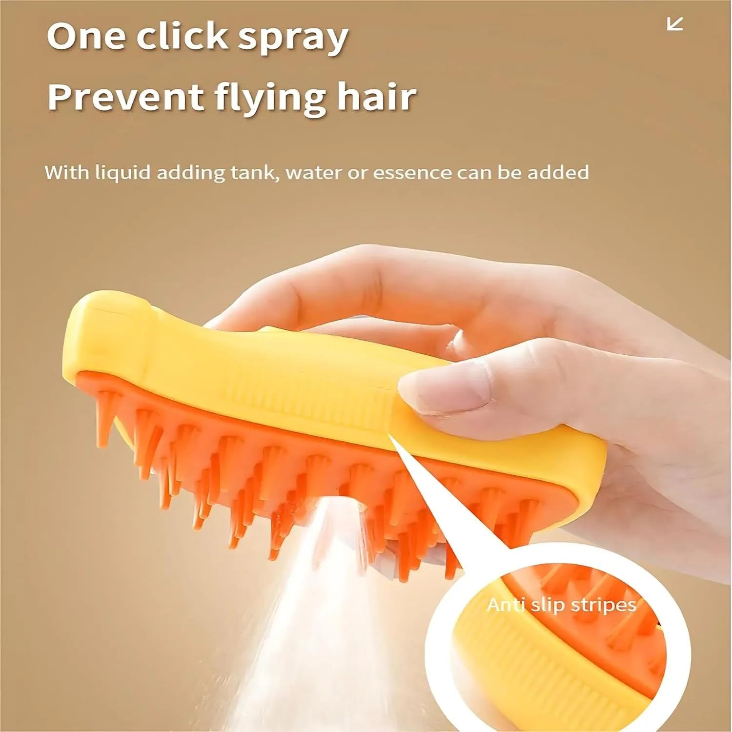 Rechargeable 3-in-1 cat steam brush with green silicone paw-shaped bristle tips for grooming