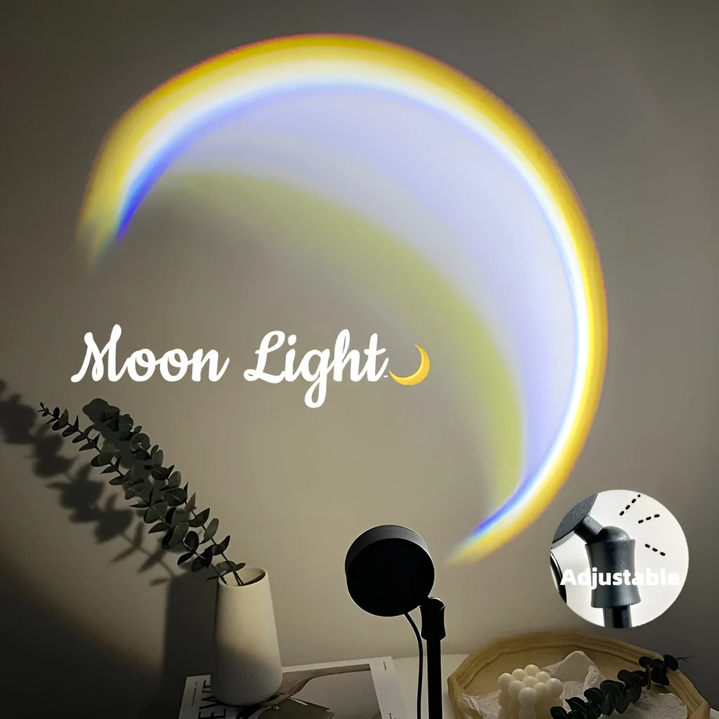 INS USB Moon Lamp LED Rainbow Night Light with 360° rotation, 24.5 x 7 cm, Scandinavian style