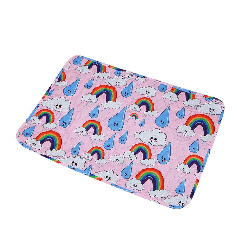 Reusable washable pet urine pad with waterproof backing in animal print design