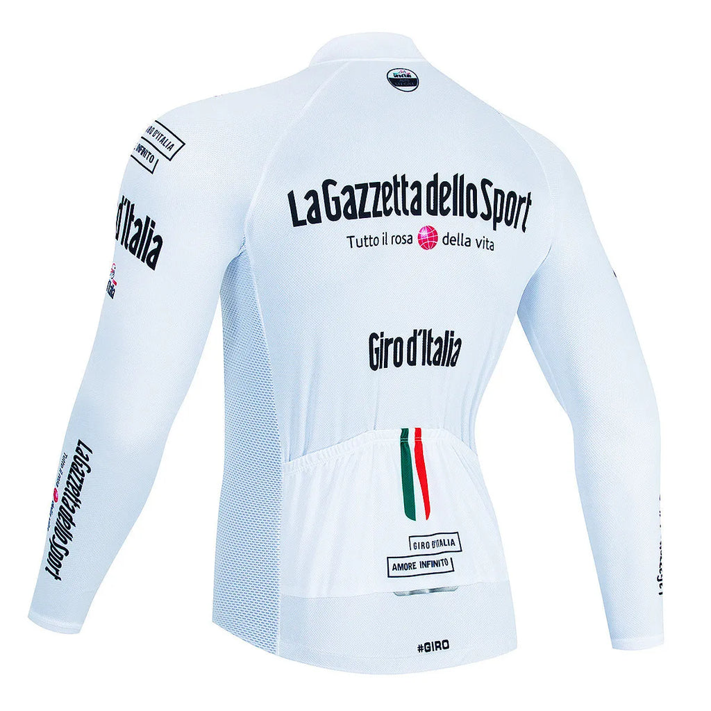 Men's patterned long sleeve cycling jersey for mountain biking on a mannequin