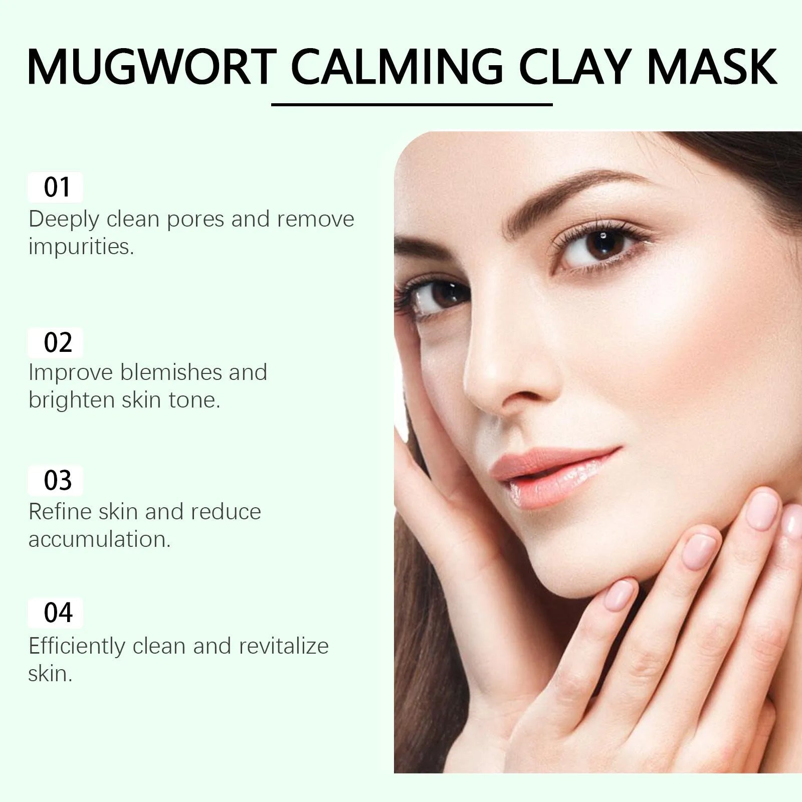 55g tube of bentonite clay facial mud mask with moxa leaf extract for acne and pore cleansing