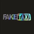 Fake Taxi drifting sign car sticker, 20cm by 4.8cm, text pattern, available in black white yellow or gradient.