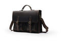 Cowhide leather crossbody computer bag with anti-theft features in dark brown colour