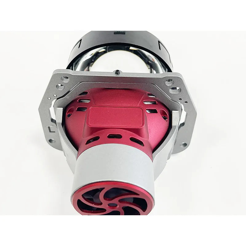Intelligent follow-up steering headlight with aviation aluminium housing and three-inch glass shade.