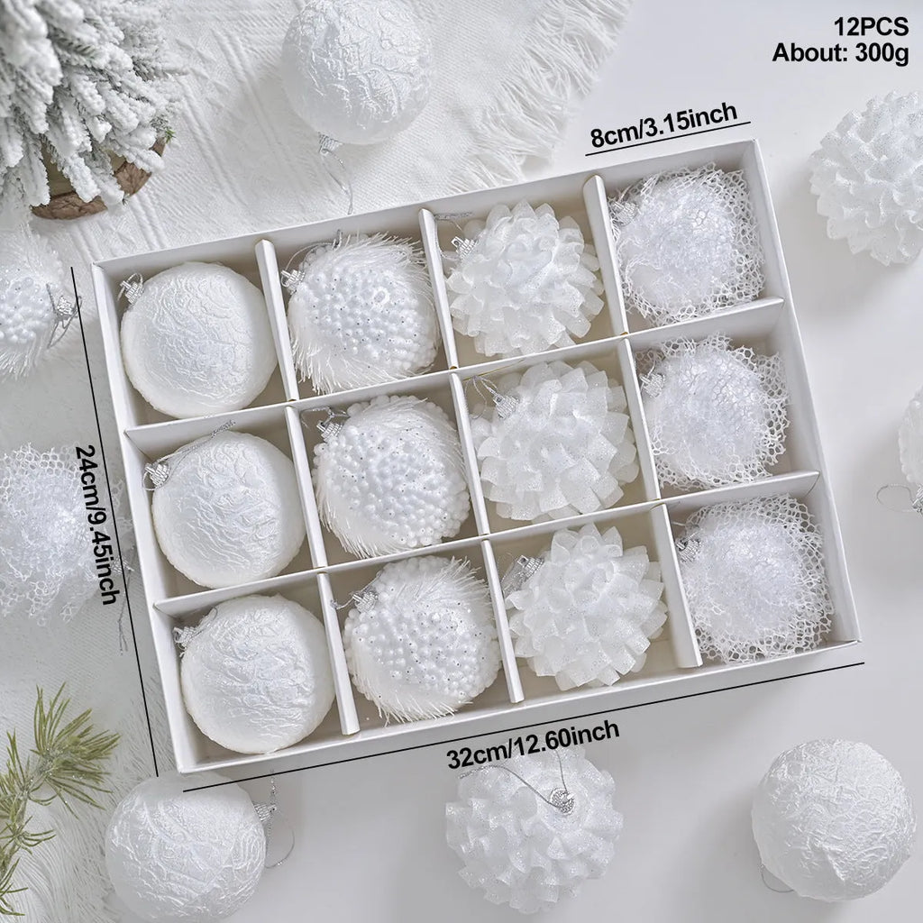 Lace glitter foam Christmas ball decorative pendant in XM0171S colour with plastic core and half-handmade finish