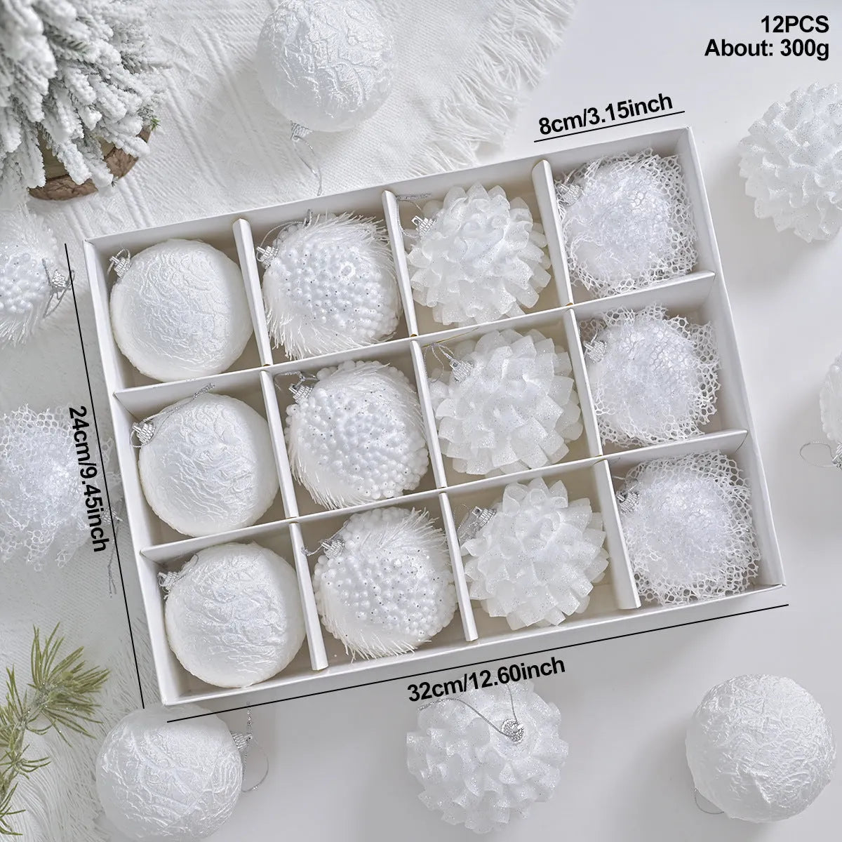Lace glitter foam Christmas ball decorative pendant in XM0171S colour with plastic core and half-handmade finish