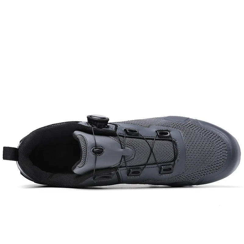 Men's breathable lightweight road cycling shoes in grey, black, red, sizes 36 to 47