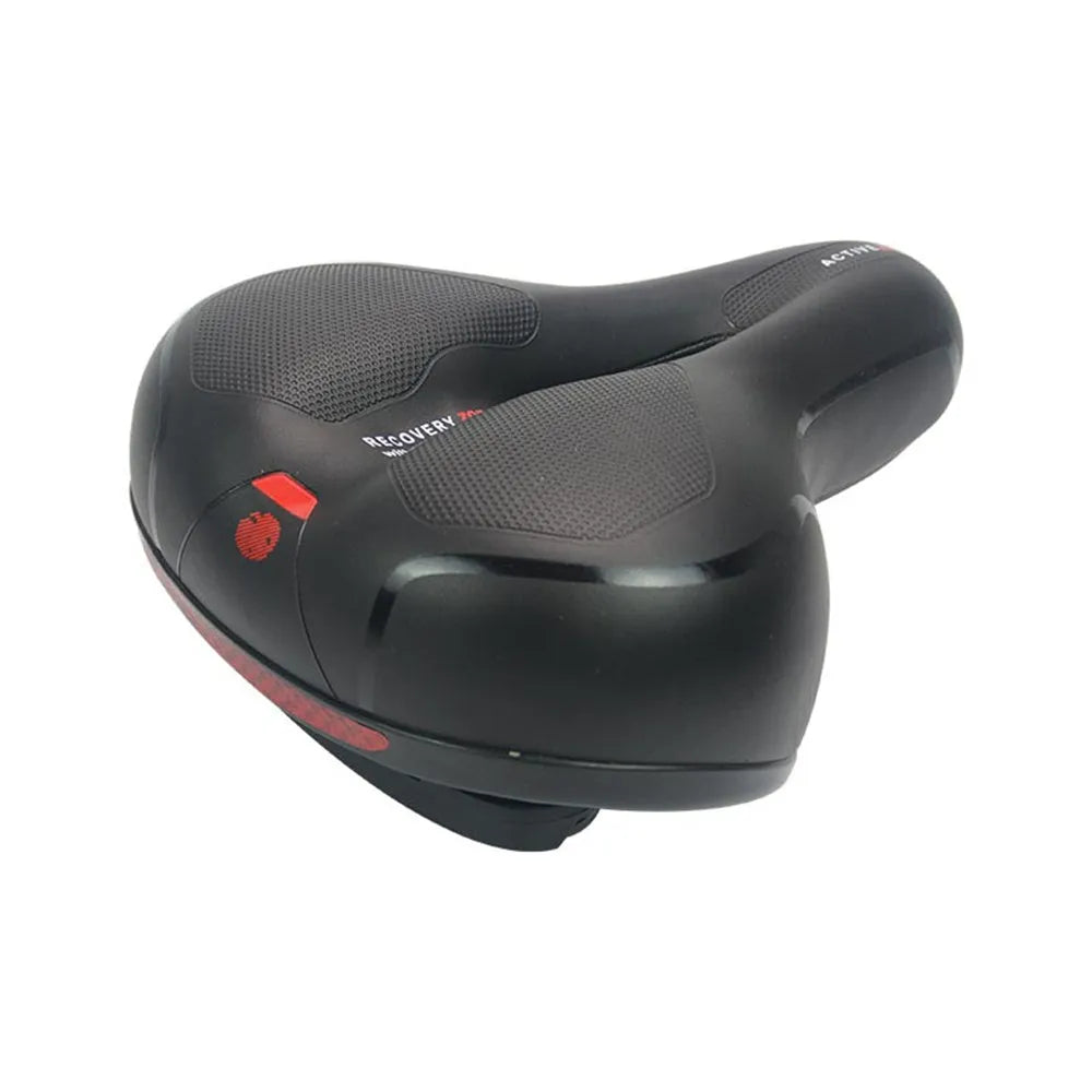 Soft silicone gel bicycle saddle cushion with PU leather cover, wrench, and tyre repair kit