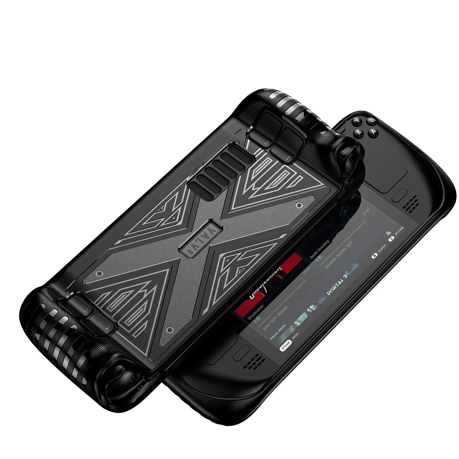Soft TPU protective shell for a handheld game console in red, blue, and black colour options.