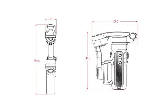 Handheld three-axis Bluetooth phone stabiliser with foldable ABS glass fibre body and tripod