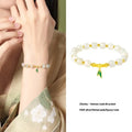 S925 sterling silver bracelet with natural Hetian jade beads and bamboo leaf design elements