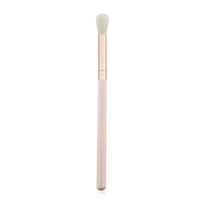 26-piece pink makeup brush set with wooden handles in PU storage case