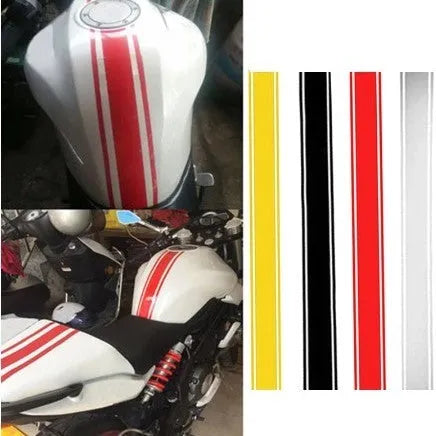 Motorcycle gas tank pinstripe sticker measuring 50cm long by 4.5cm wide in reflective PET vinyl