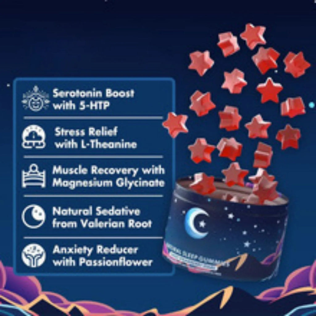 Bottle of 60 strawberry melatonin gummy supplements with resealable lid for room temperature storage