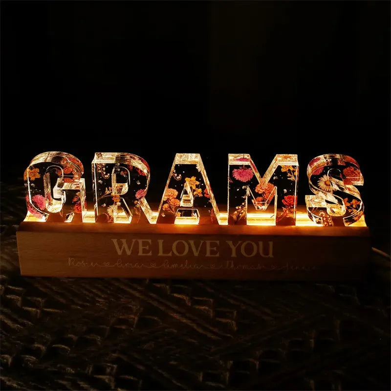 Custom flower printed acrylic LED night light with USB cable, available in 15cm 20cm 30cm sizes