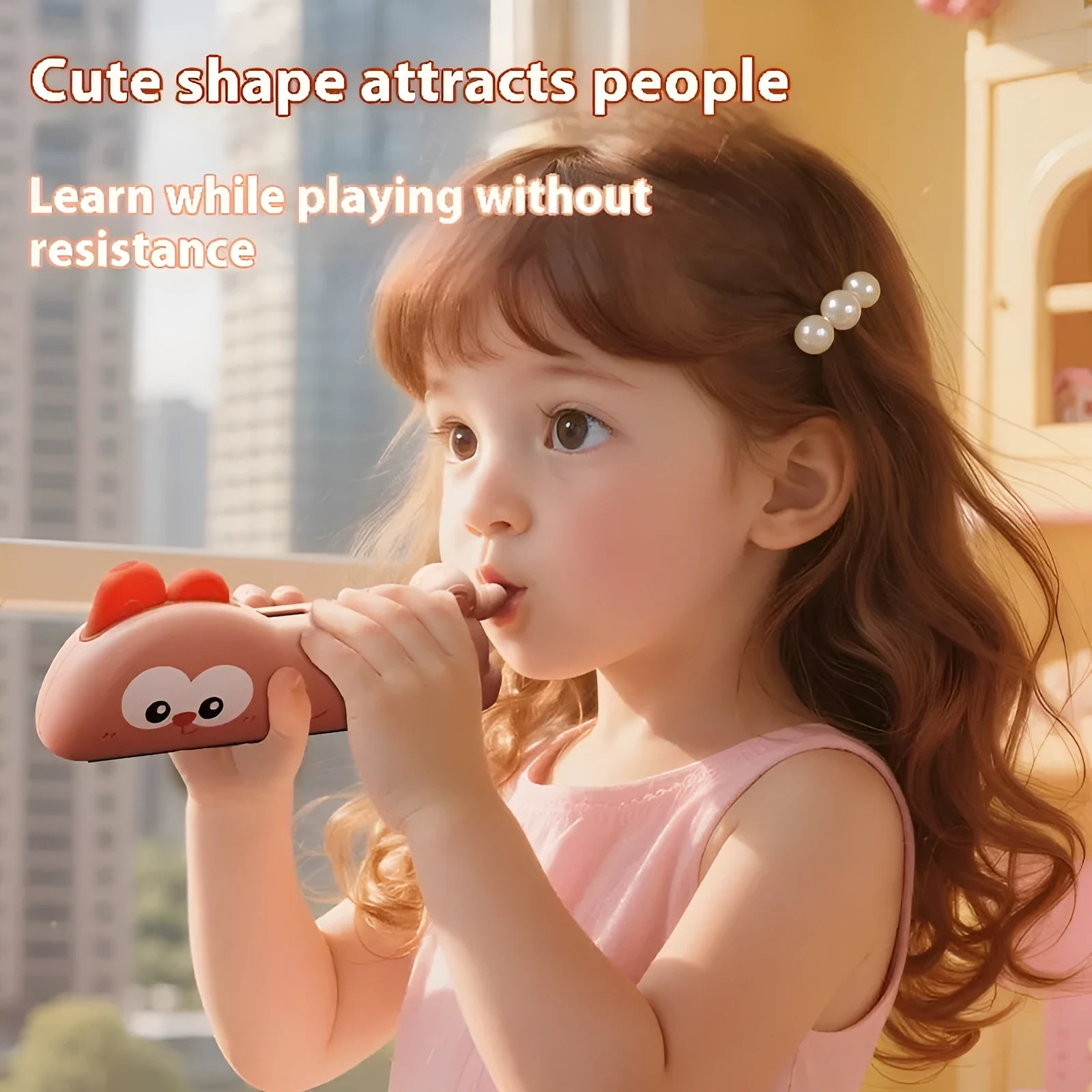 Children's cartoon whistle musical instrument in green dinosaur colour, plastic toy for ages 3-6