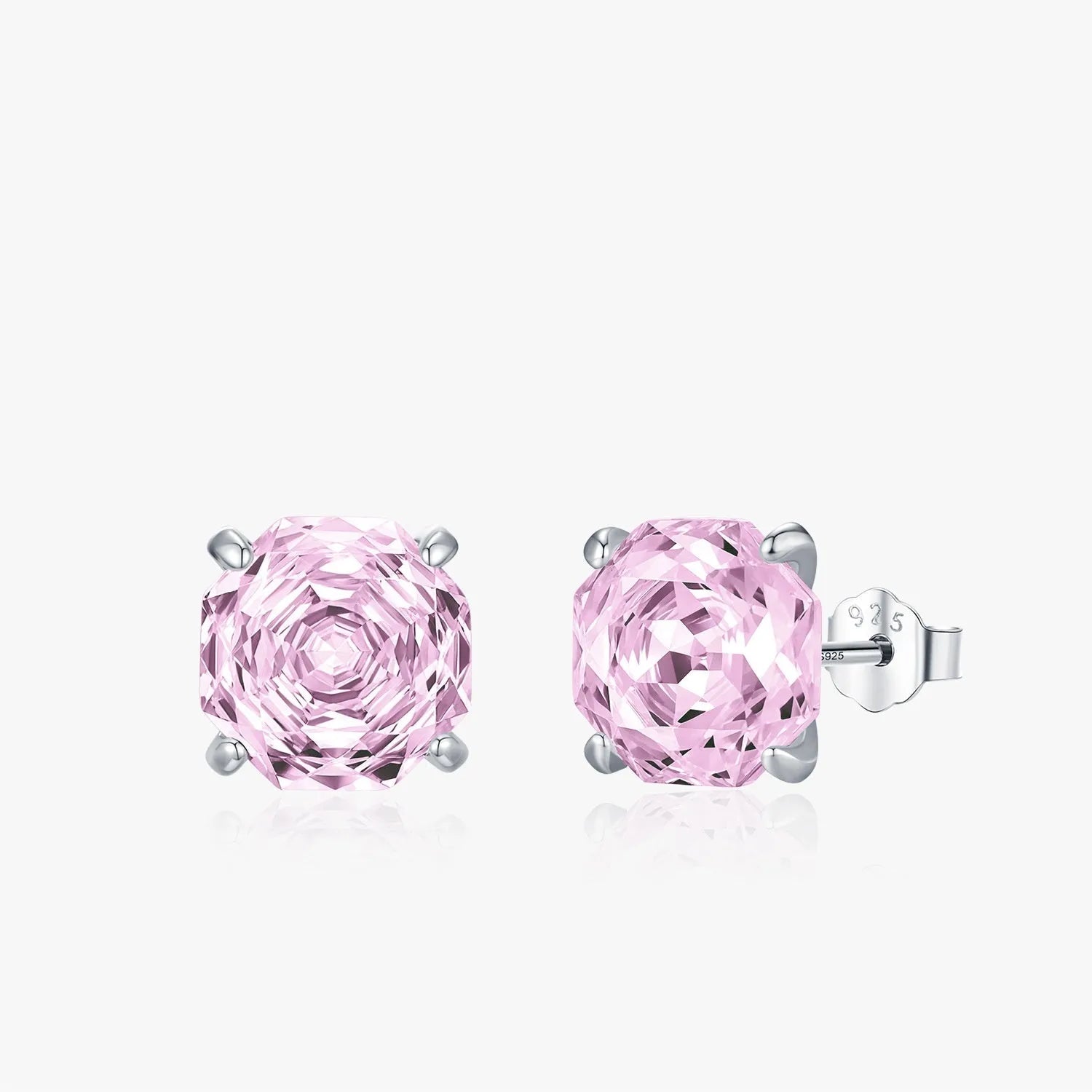 S925 sterling silver rose-shaped stud earrings in 6mm and 8mm sizes.