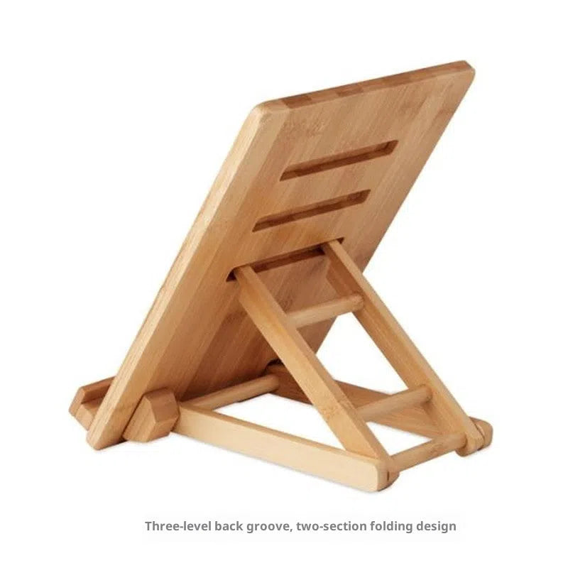 Bamboo adjustable angle foldable desktop phone stand for tablets and smartphones