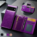 Lambskin leather magnetic card holder phone case for iPhone with bracket and card slot, cool black colour