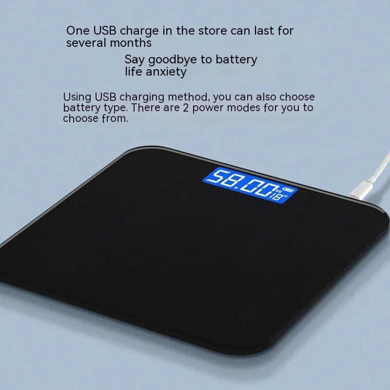 USB rechargeable electronic body weight scale in Cross Black, Cross Rose Red, or Cross White colour options