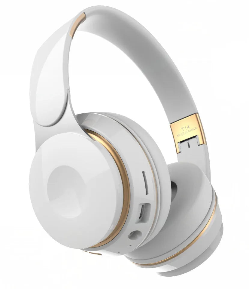 Foldable Bluetooth wireless headset earphones in multiple colours on a white background.