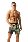 Men's wild leopard pattern printed underwear shorts in pink leopard print design with low waist cut