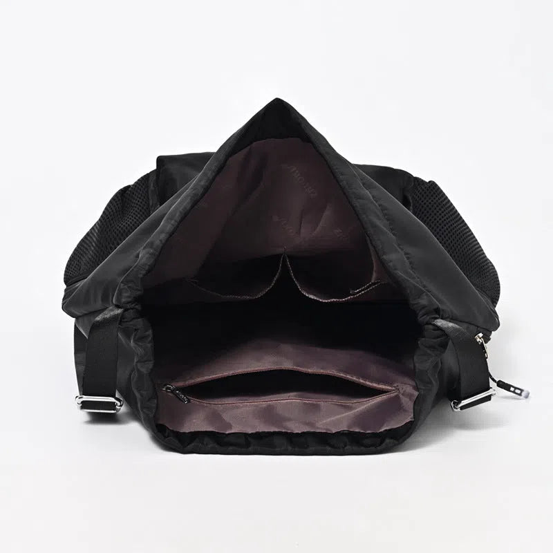 Oxford cloth travel fitness backpack with curved shoulder straps, solid colour, stitched detail, under 20L
