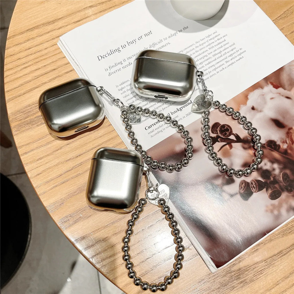 Matte plating AirPods protective case with electroplated bracelet-style details on TPU material
