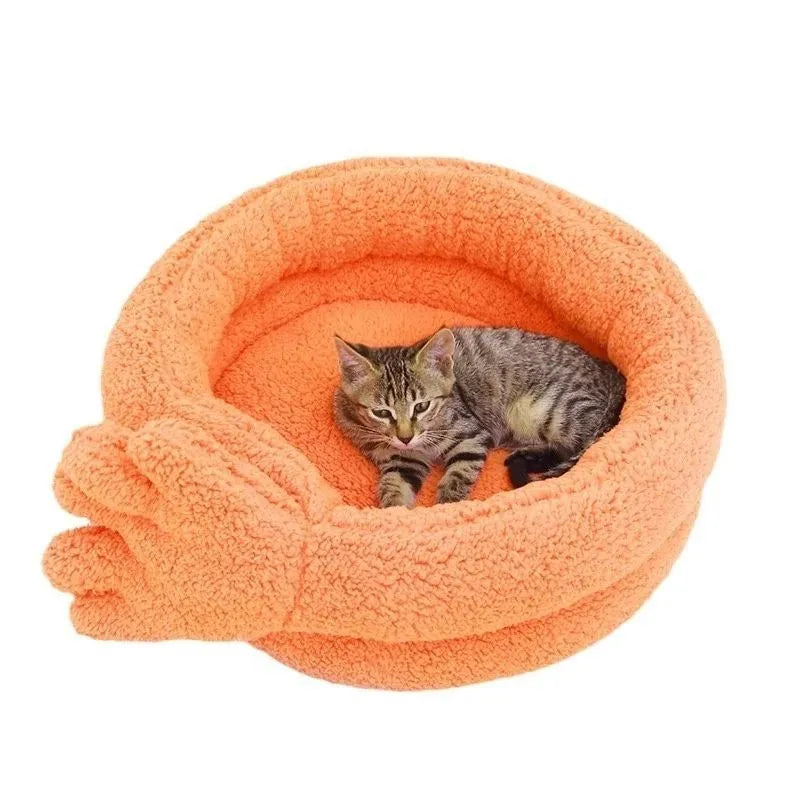 Yellow pet kennel measuring 48 x 20 cm with plush mattress for dogs and cats