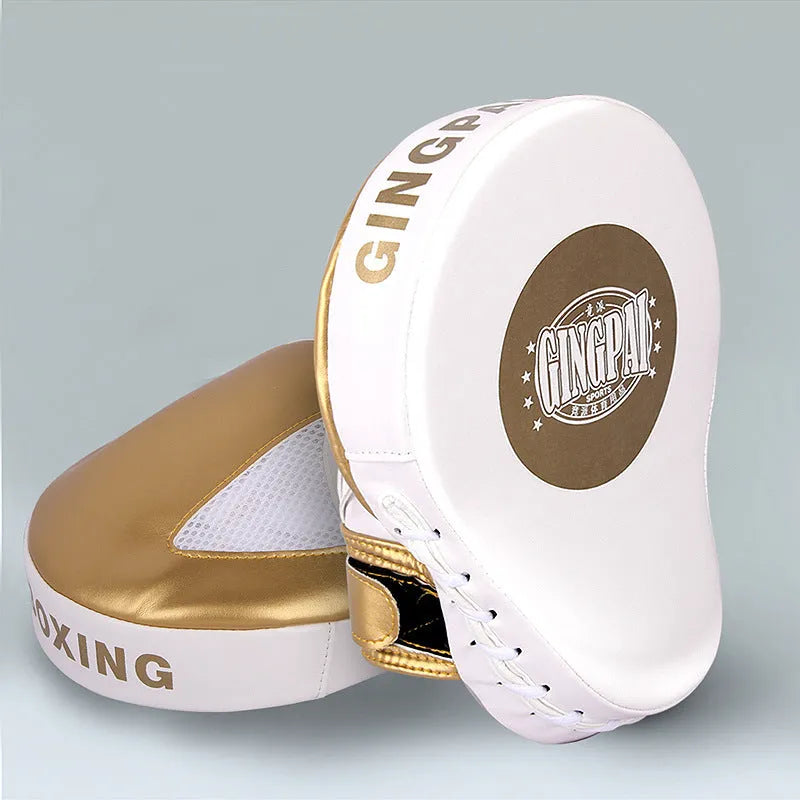 Portable vertical baffle target for Boxer Sanda training in gold or green PU material.
