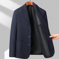Men's loose fit woolen coat in solid colour polyester fabric for spring and autumn casual wear