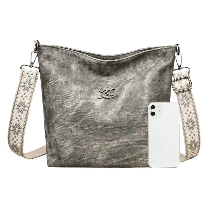 Soft PU leather women's crossbody bag in grey pink yellow with adjustable strap